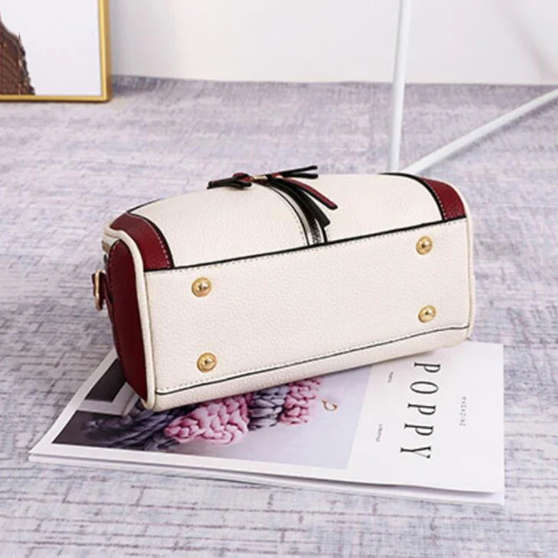 Fashion Stitching Shoulder Bag for Women | PU Leather Luxury Crossbody Bag with New Chains (Square Bag, Lady Purse)