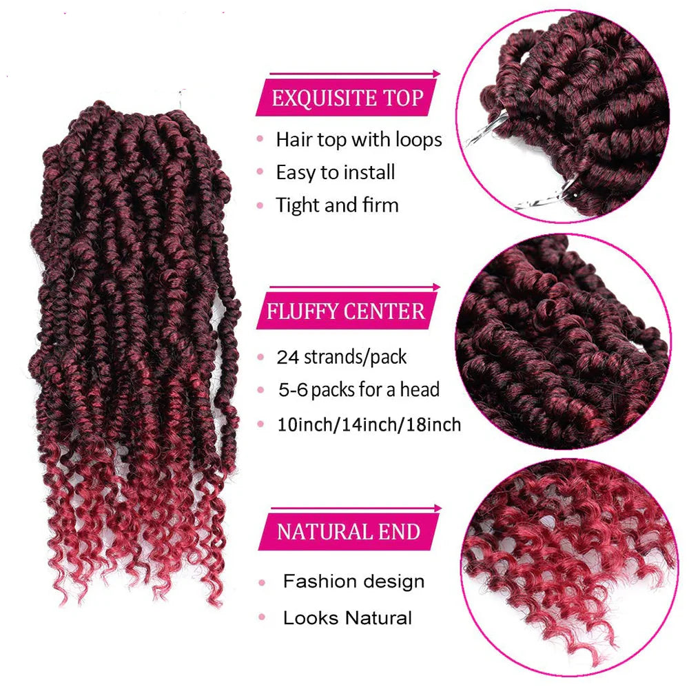 Mirra's Mirror Bomb Twist Crochet Hair - Pre-Looped Passion Twist Braids - 14" Ombre Spring Twist Hair Extensions
