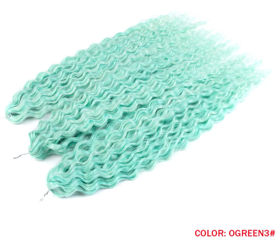 24" Water Wave Crochet Hair | Ombre Blonde Brown | Curly Twist Braids | Synthetic Braiding Hair Extensions | 60 Strands