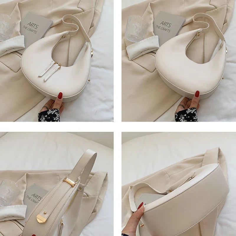 Luxury Half-Moon Underarm Bag for Women | PU Leather Shoulder & Crossbody Bag (Autumn Winter Fashion Armpit Handbag & Purse)