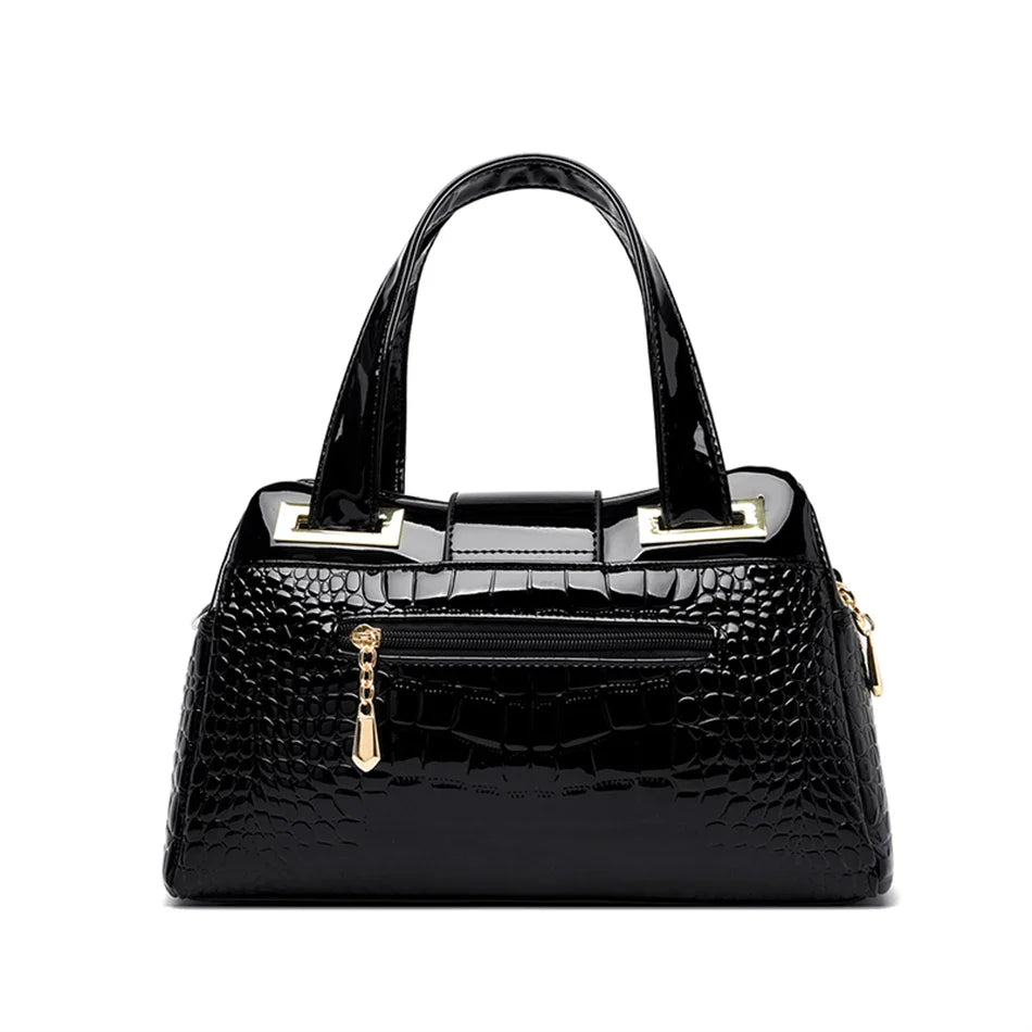 2-Layer Large Capacity Tote Bag | Luxury Handbags Women's Designer Crocodile Pattern Ladies Boston Shoulder Bag (High Quality)