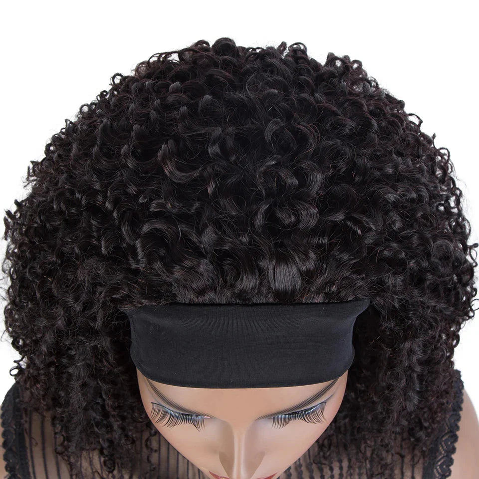 Brazilian Curly Headband Wig | Glueless Jerry Curl Remy Human Hair (Full Machine Made, Beginner Friendly)