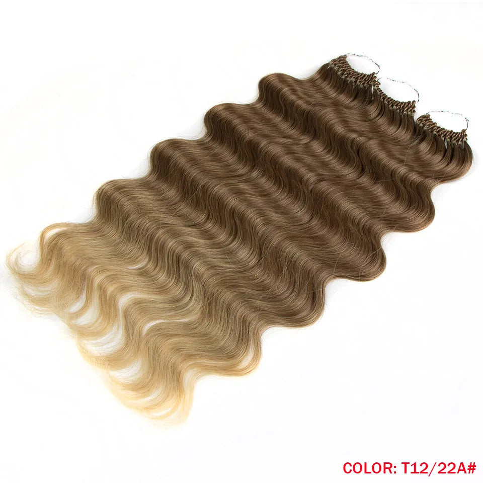 Fashion Idol Body Wave Crochet Hair - 22 Inch Soft Long Synthetic Goddess Braids - Natural Wavy Ombre 613 Blonde Hair Extensions