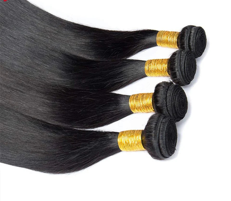 Brazilian Bone Straight Human Hair Bundles | Remy Weave Extensions (1/3/4 Pcs)