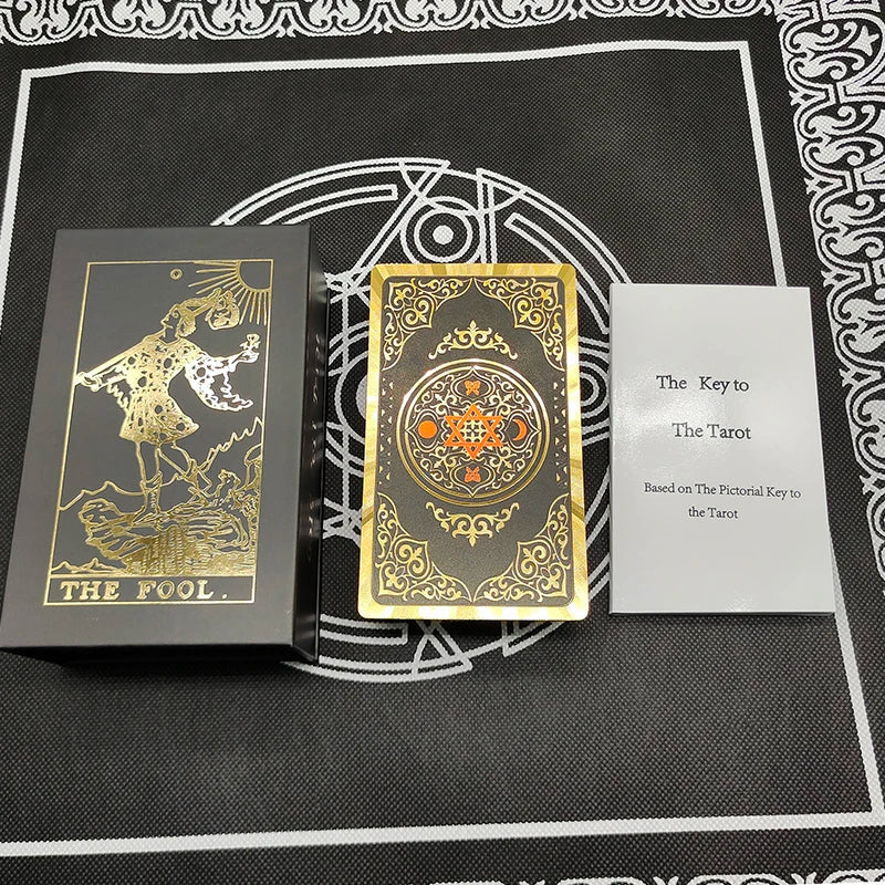 Gold Foil Tarot Plastic Cards Rose Pink Oracle Waterproof Card Deck Mysterious Board Game Divination Cards