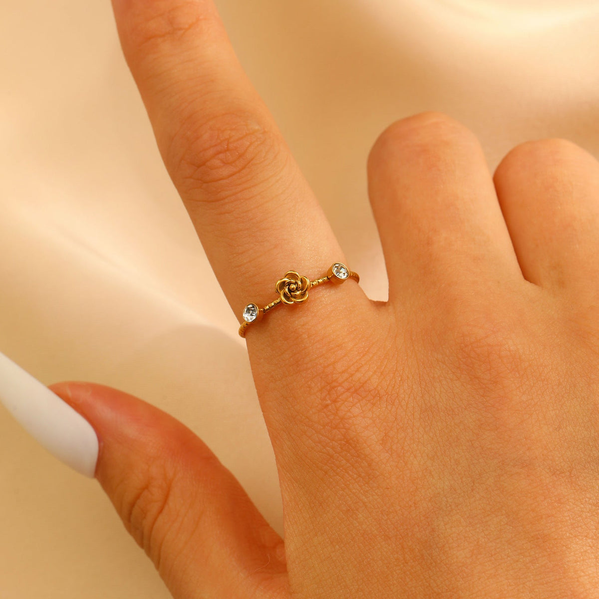 Stainless Steel Zircon Line Ring