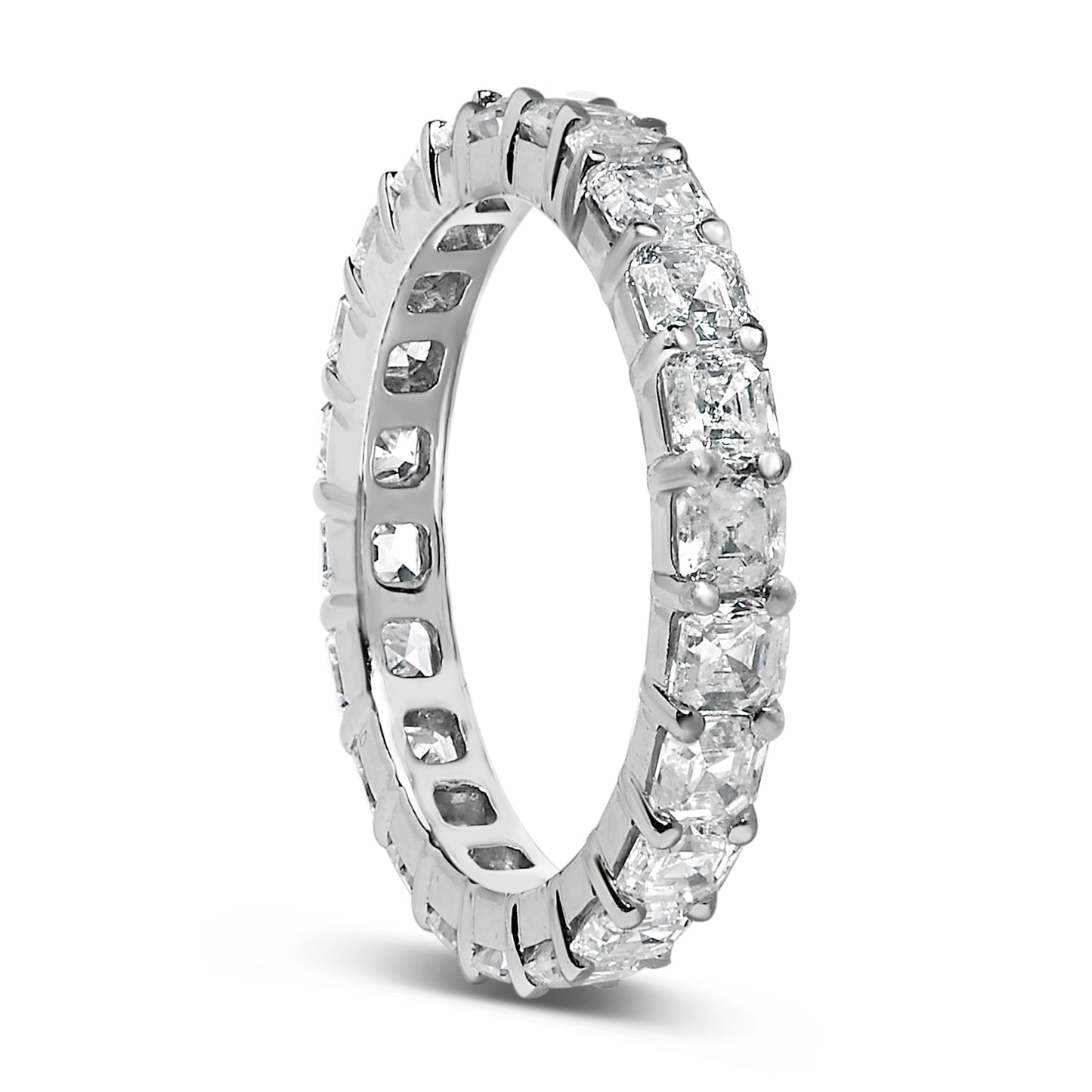 14K White Gold 2 1/3 Cttw Asscher Cut Lab Grown Diamond Eternity Band Ring (E-F Color, VS1-VS2 Clarity) - Ring Size 5.5
