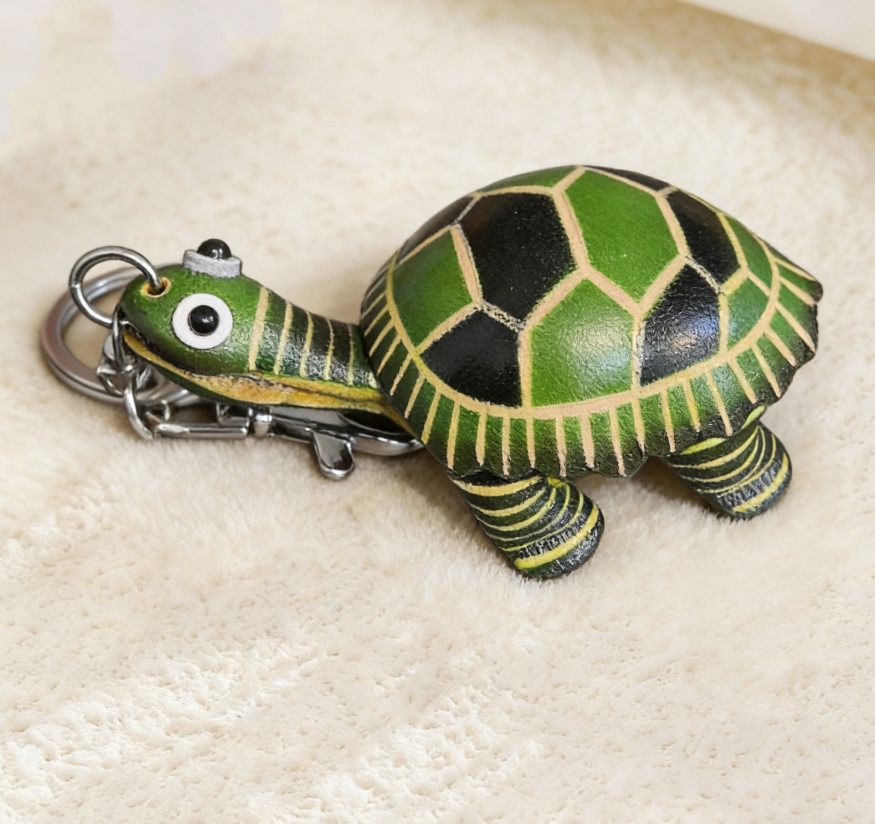 Handmade Turtle Leather Keychain