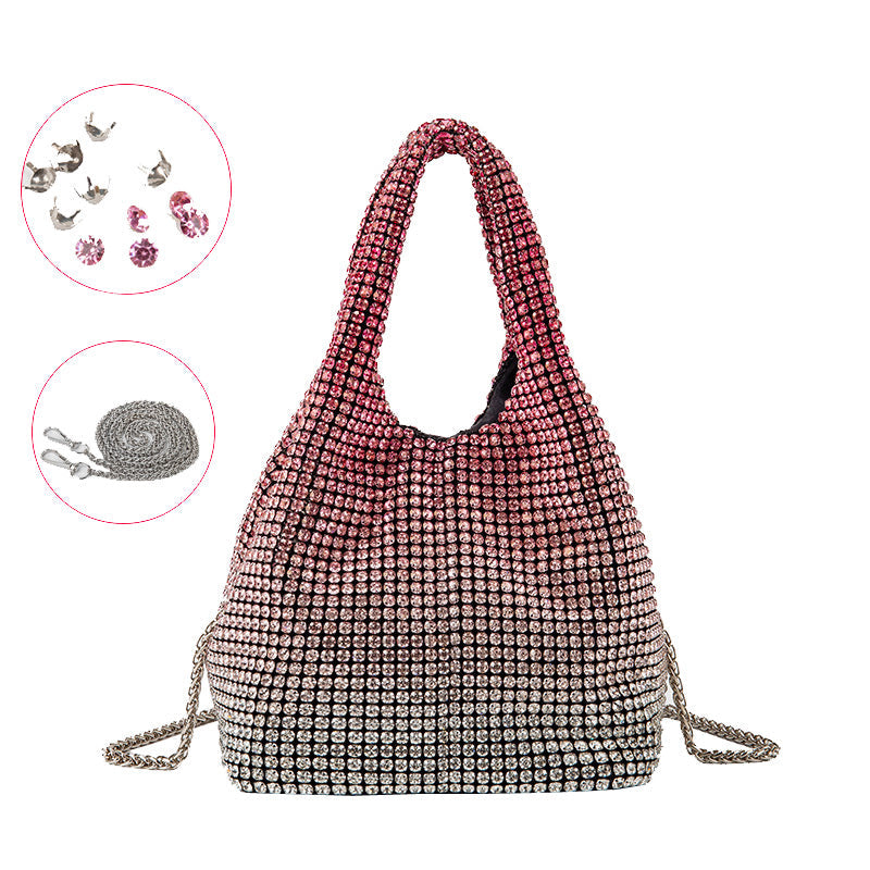 Full Diamond Bag Bucket Rhinestone Chain Purse