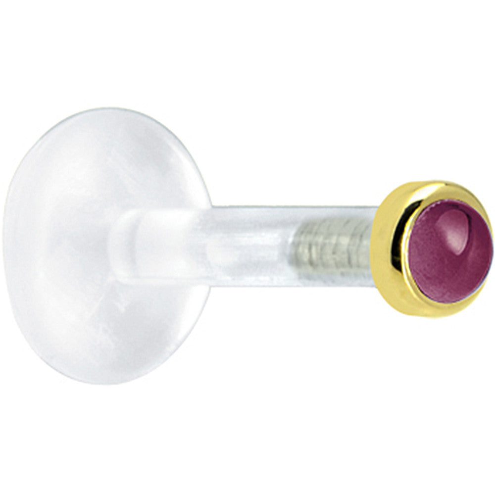 Solid 14K Yellow Gold 2mm Genuine Rhodolite Garnet Bioplast Push in Monroe