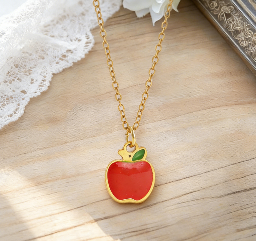 Stainless Steel Enamel Fruit Pendant Necklace