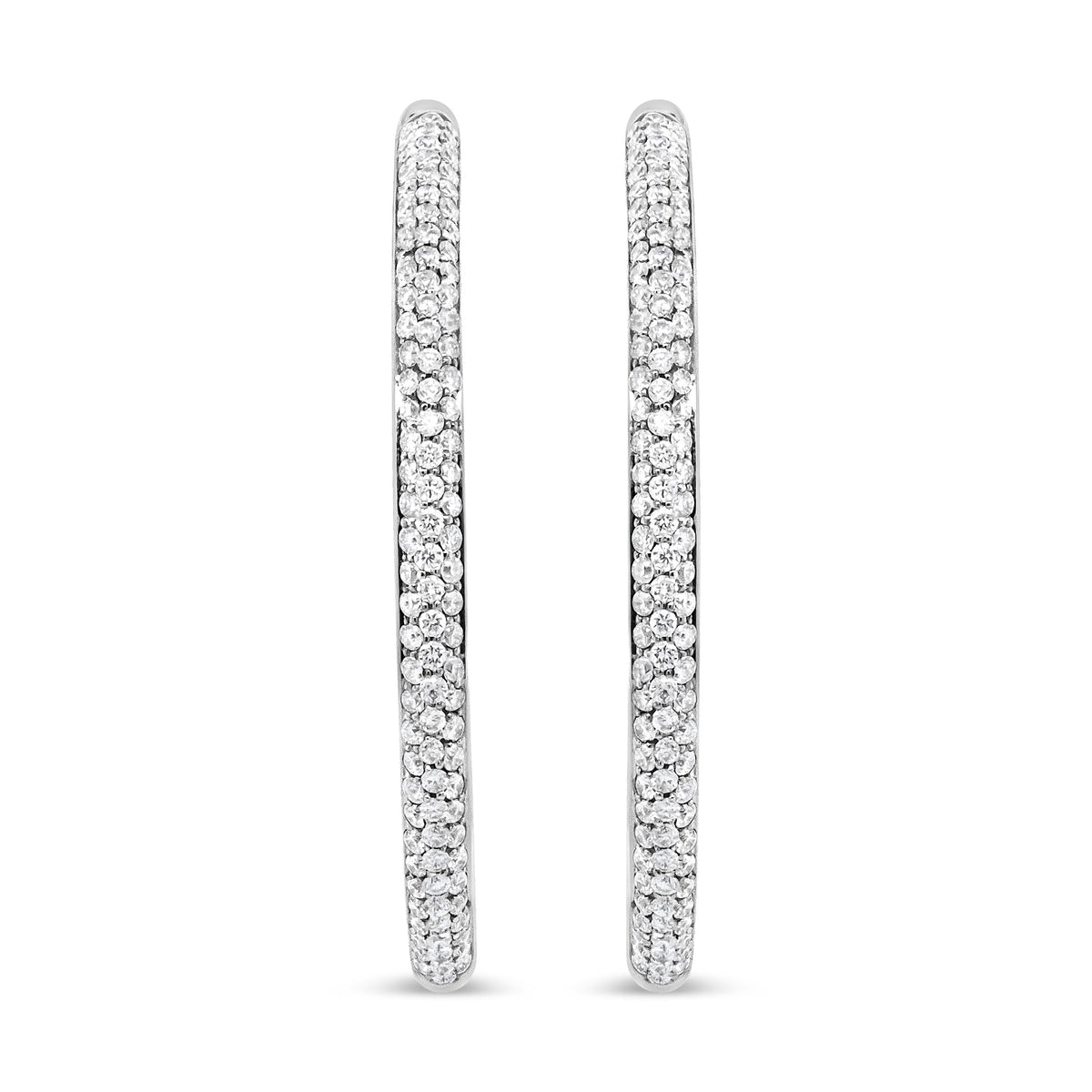 18K White Gold 2.00 Cttw Round-Cut Diamond Inner-Outer Hoop Earrings (F-G Color, VS1-VS2 Clarity)