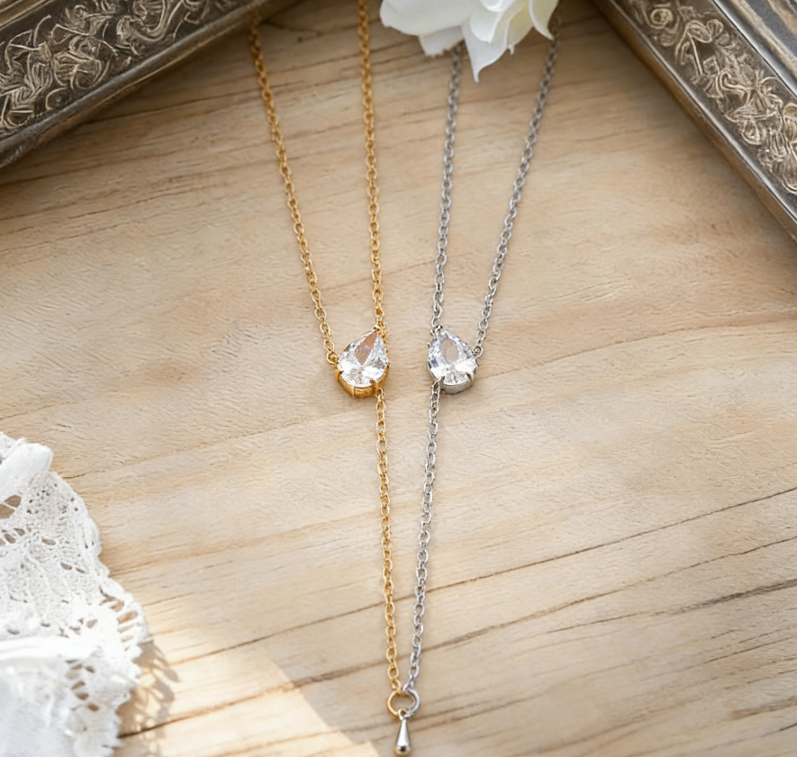 Micro-Set Teardrop Zircon Tassel Necklace