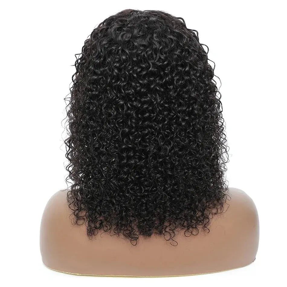 Natural Jerry Curly With Bangs | Brazilian | Human Hair Wigs | Short Bob Wigs