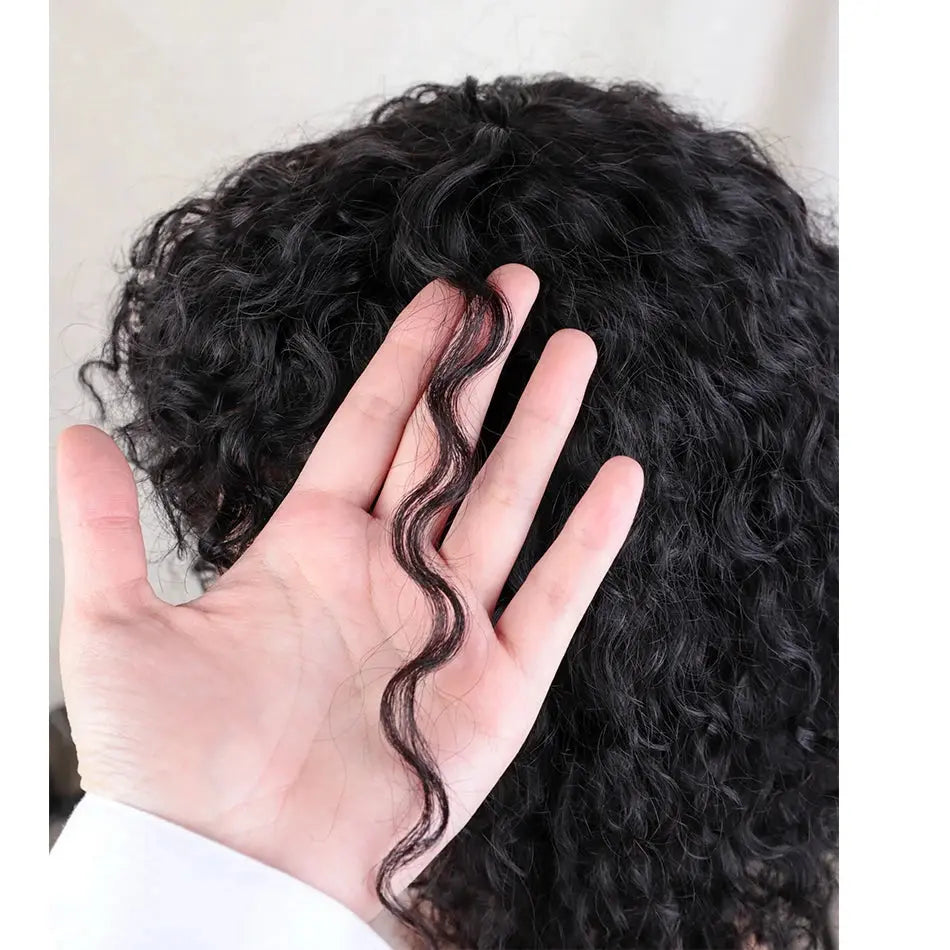 Natural Jerry Curly With Bangs | Brazilian | Human Hair Wigs | Short Bob Wigs