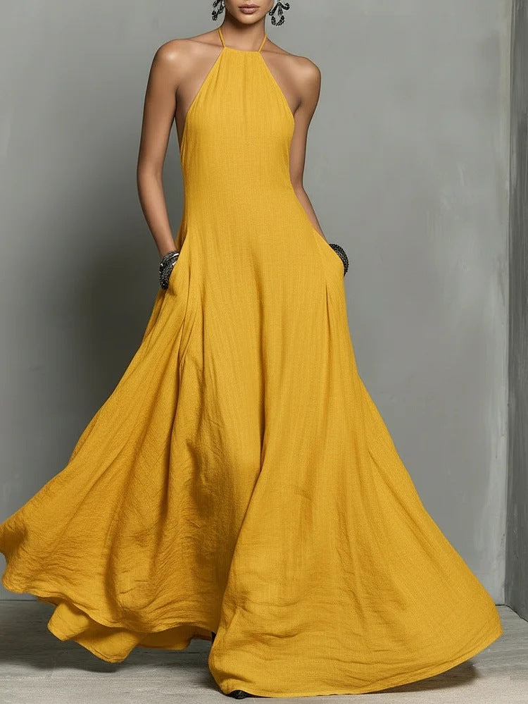 Summer Lady Sexy Minimalist Halter Backless Dress