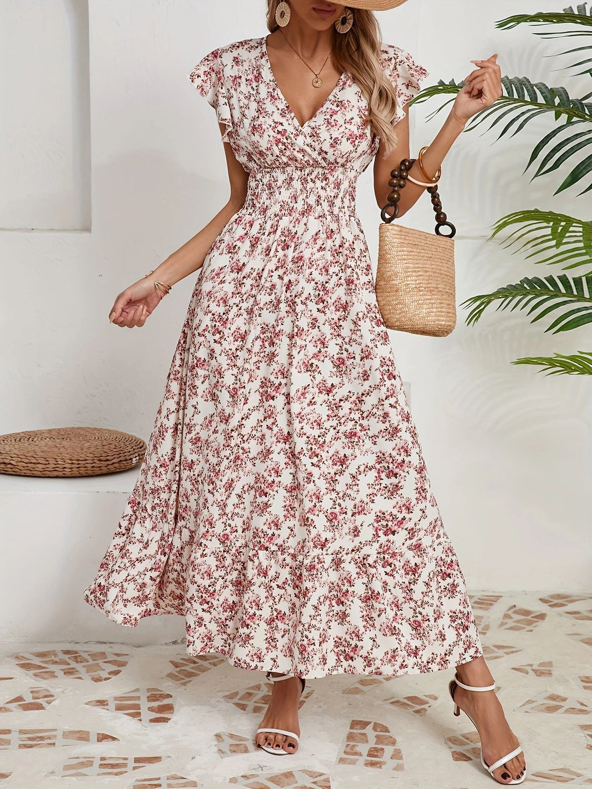 Printed French dress floral dress