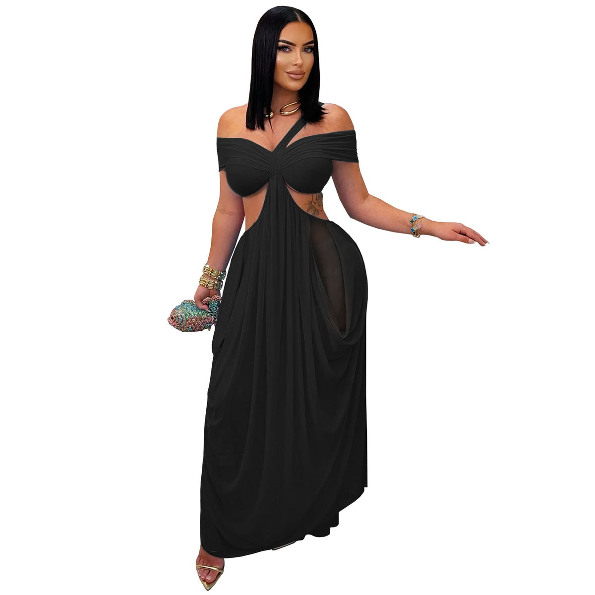 Women Wear Sexy Bandeau Slim Fit Sheer Mesh Dress