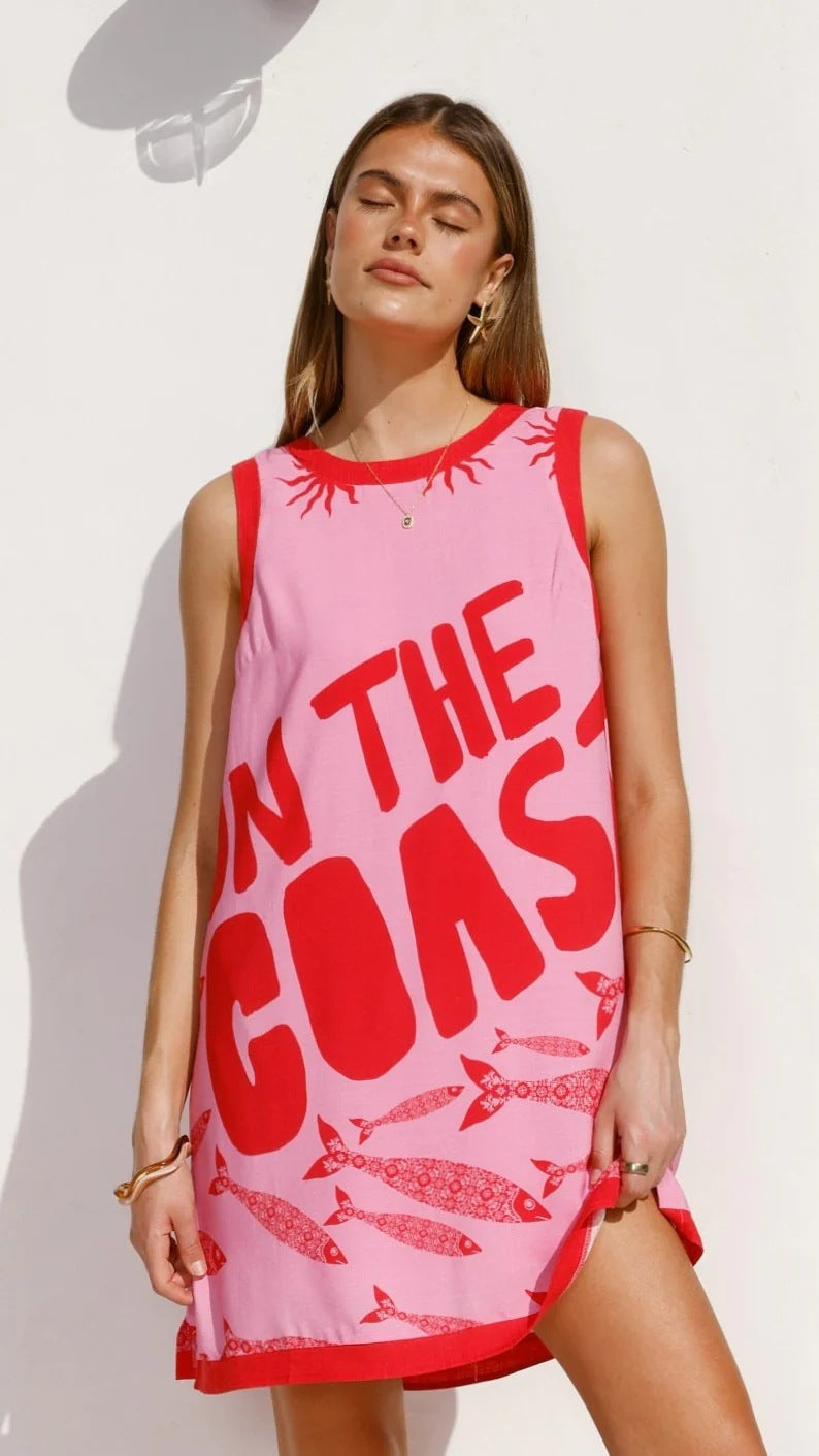 Dress Positioning Multicolor Printing Sleeveless Vest Dress