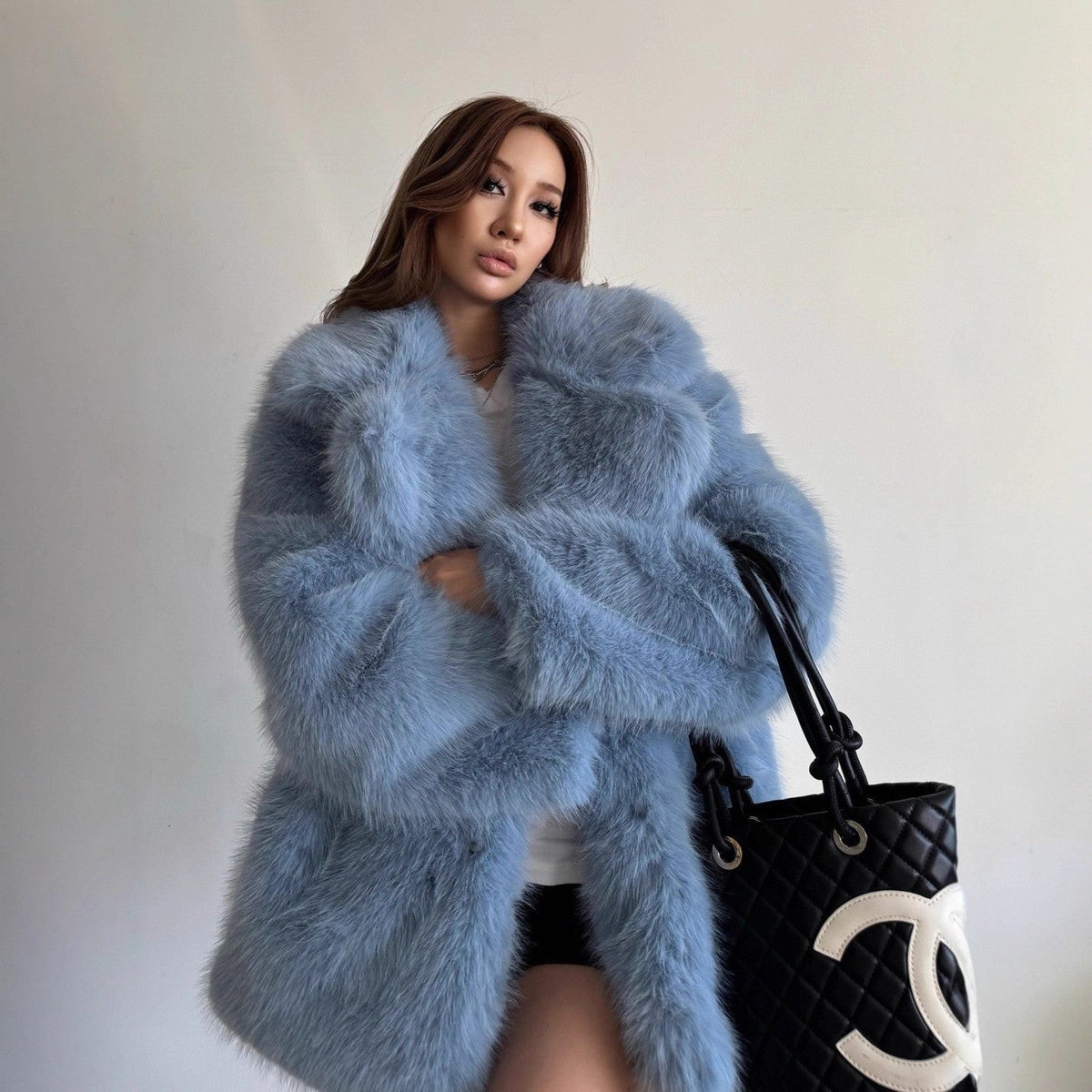 Imported Fox Fur Fur Coat Women Mid Length Young Fashionable Autumn Winter Warm Faux Fur Coat