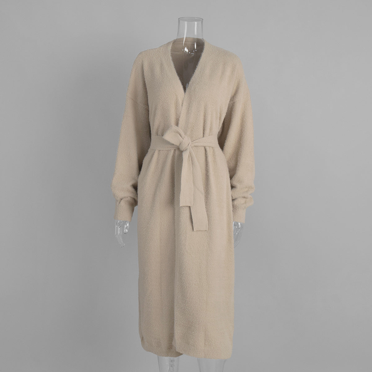 Mink Wool Knitted Sweater Cardigan Autumn Winter Lengthened Mink Velvet Cardigan Robe Idle Loose Sweater