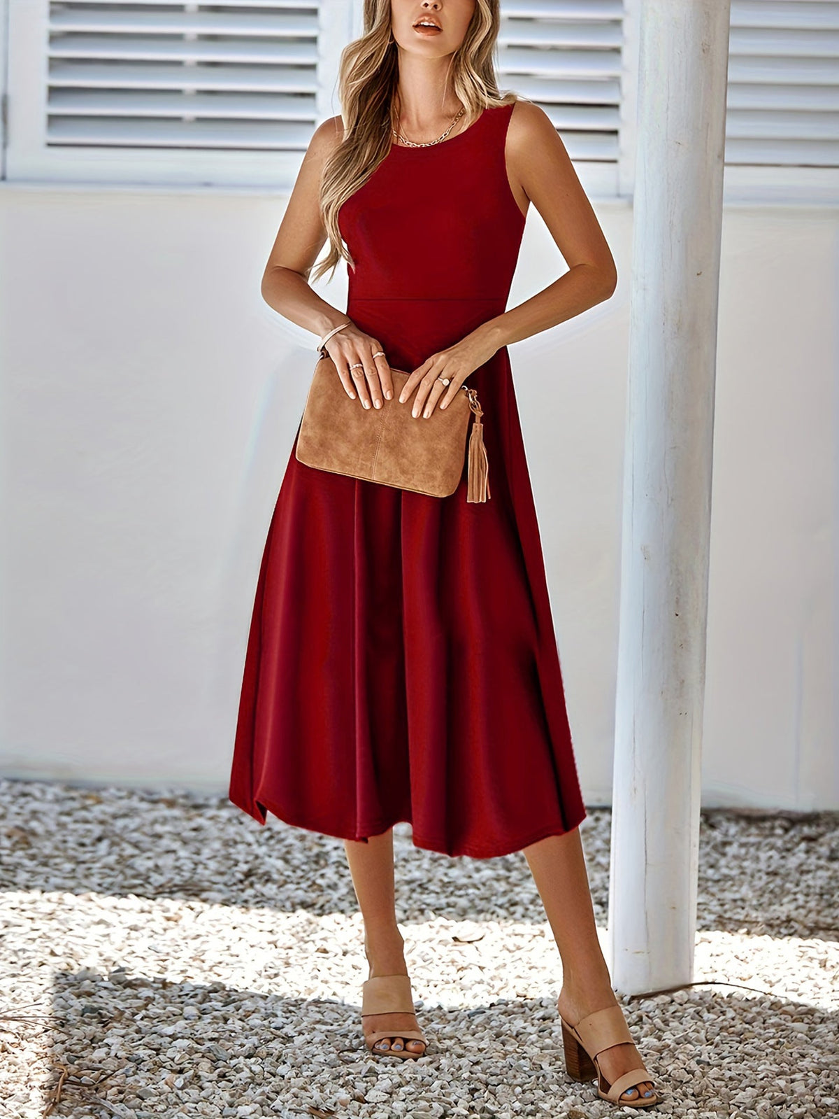 Solid Color Sleeveless Sexy Dress Slim Fit Women