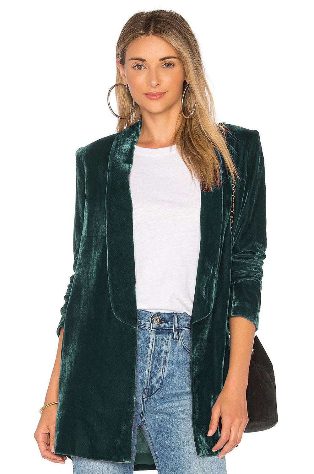 Pleuche Blazer Women Coat Slim Simple Casual All-Match Coat Outerwear
