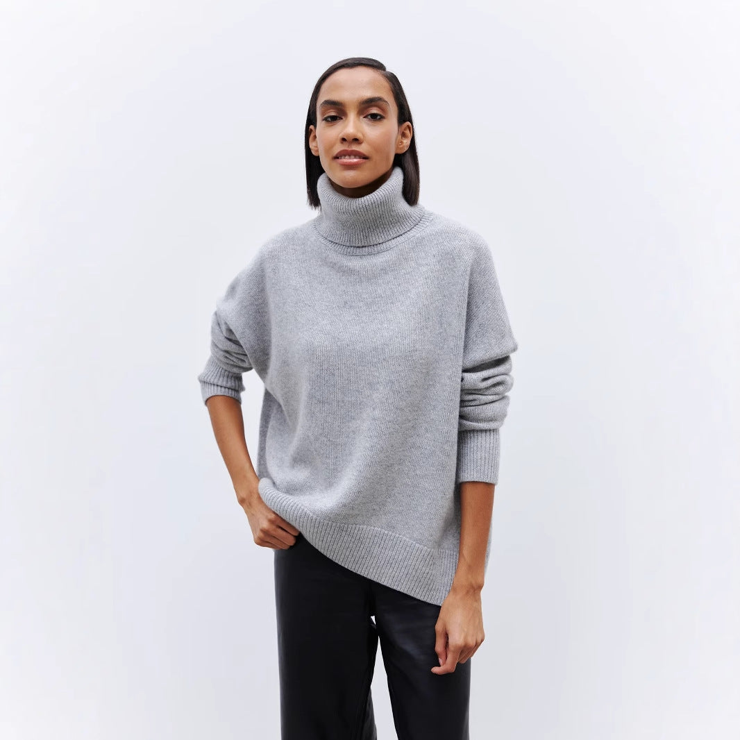 Knitted Russian Women Clothing High Neck Sweater Autumn Winter Loose Bottoming Sweater