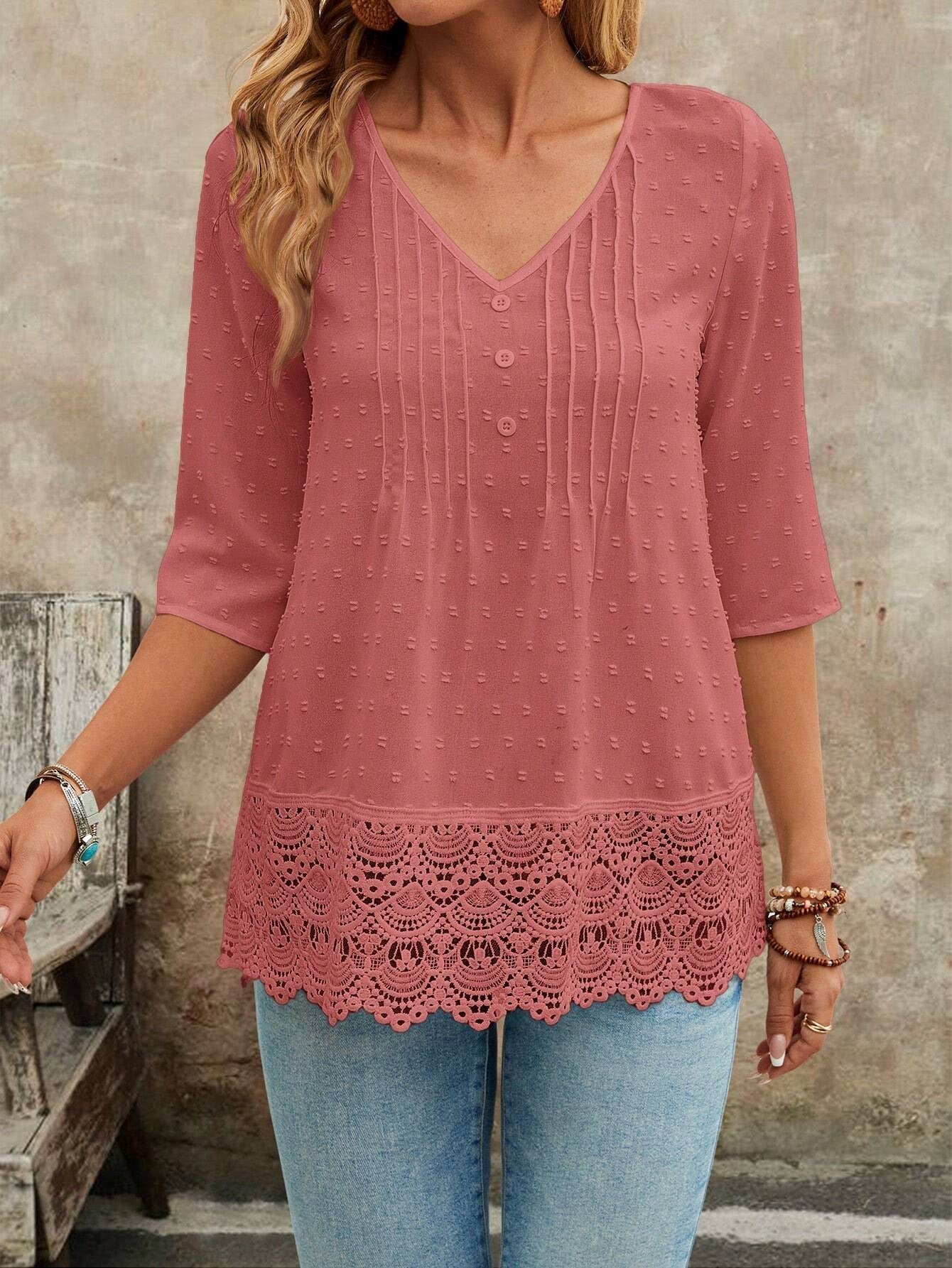 Mori Hollow Out Cutout Embroidery Ruffled Short Casual Blouse