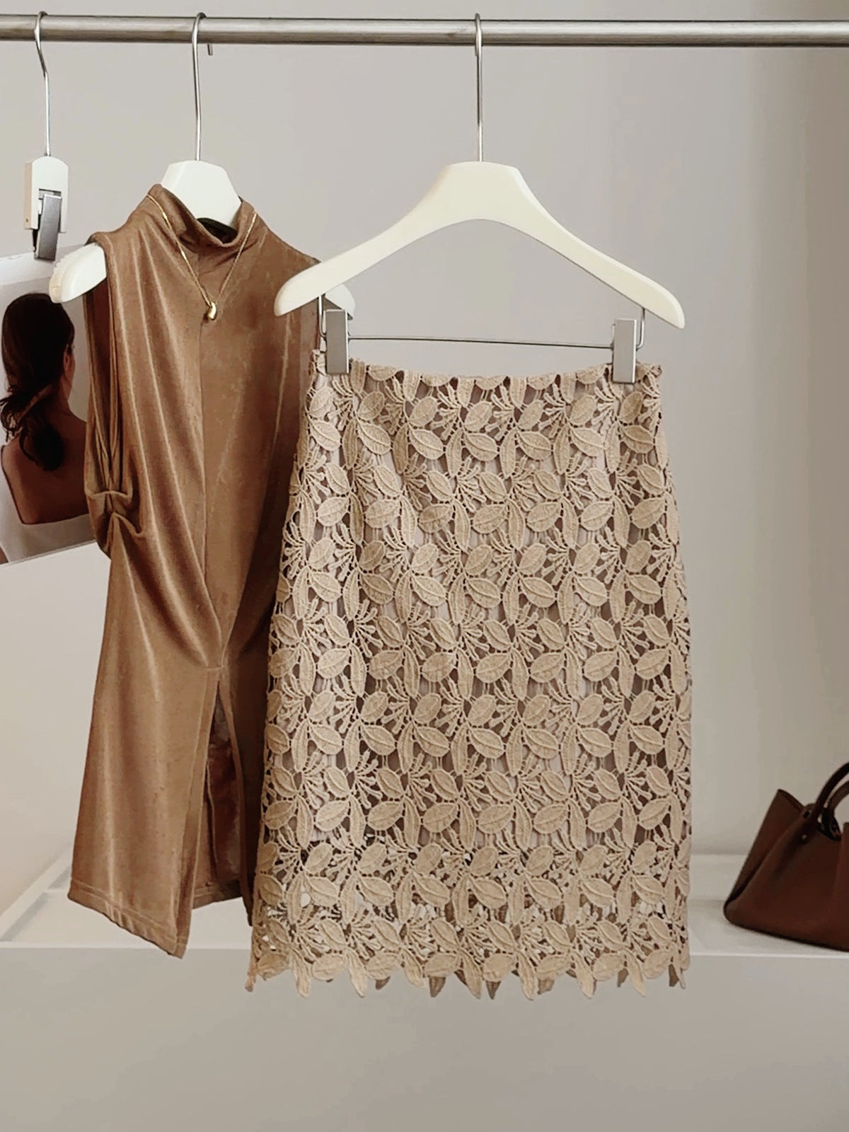 Lace Embroidered Hollow Out Cutout Skirt Women Summer High Waist Slimming Sexy Fashionable A line Sheath Mid Skirt
