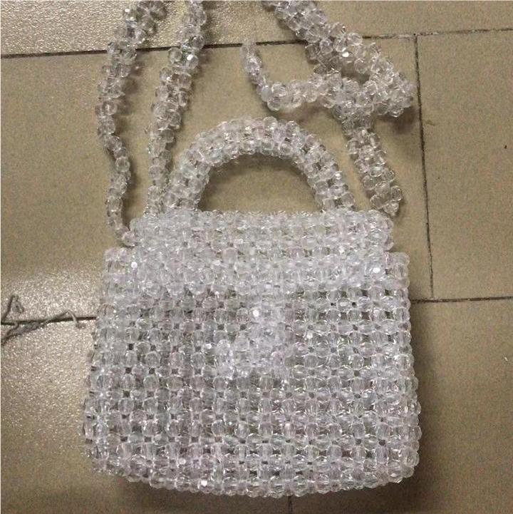 Creative Acrylic Multi Color Portable Beaded Women Bag Casual All Matching Weaving Dinner Bag
