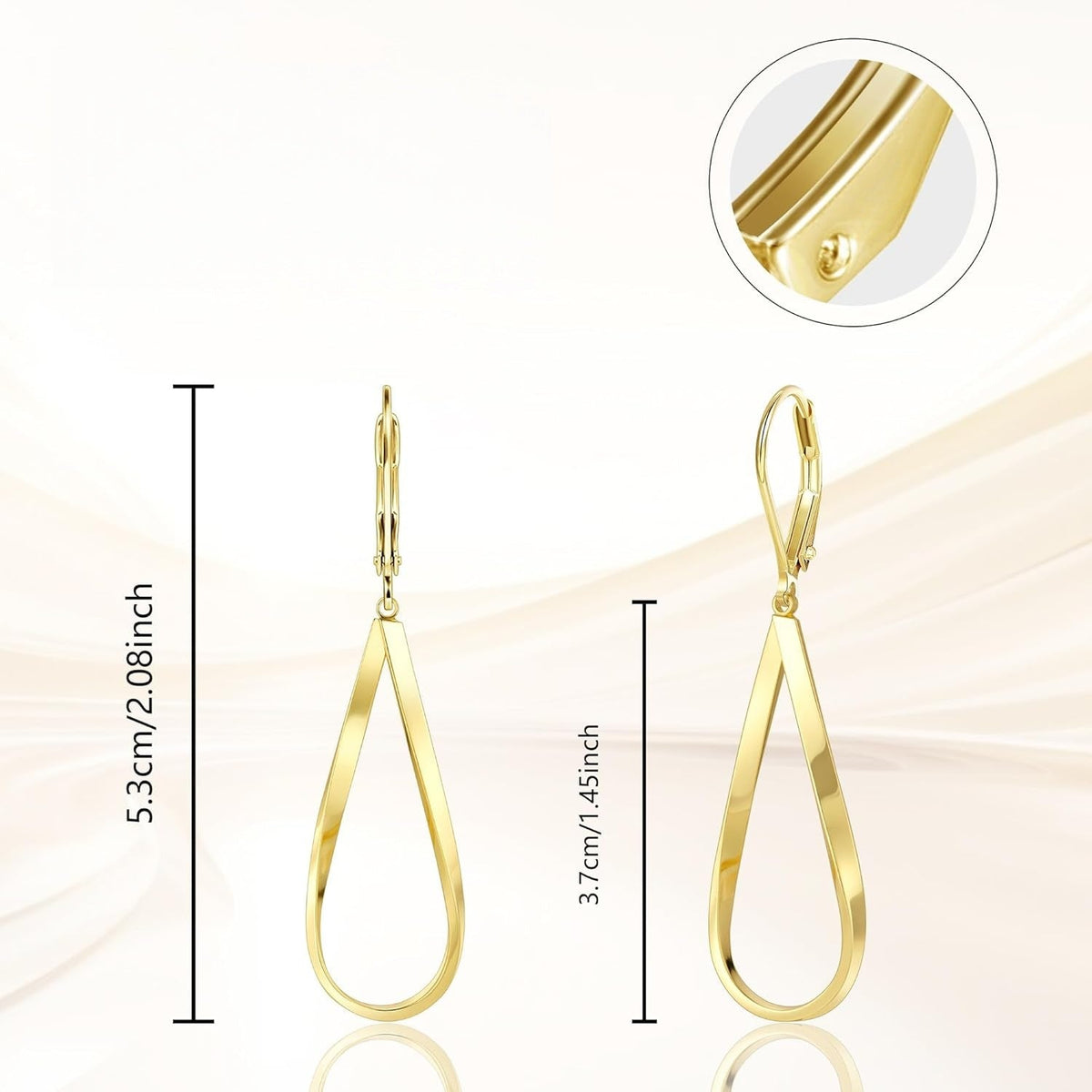 Gold Earrings for Women Hypoallergenic Leverback Drop Dangle Earrings Trendy 14K Gold Plated Twisted Spiral Teardrop Rhombus Heart Dangle Earring for Women Dainty Fashion Jewelry Gifts