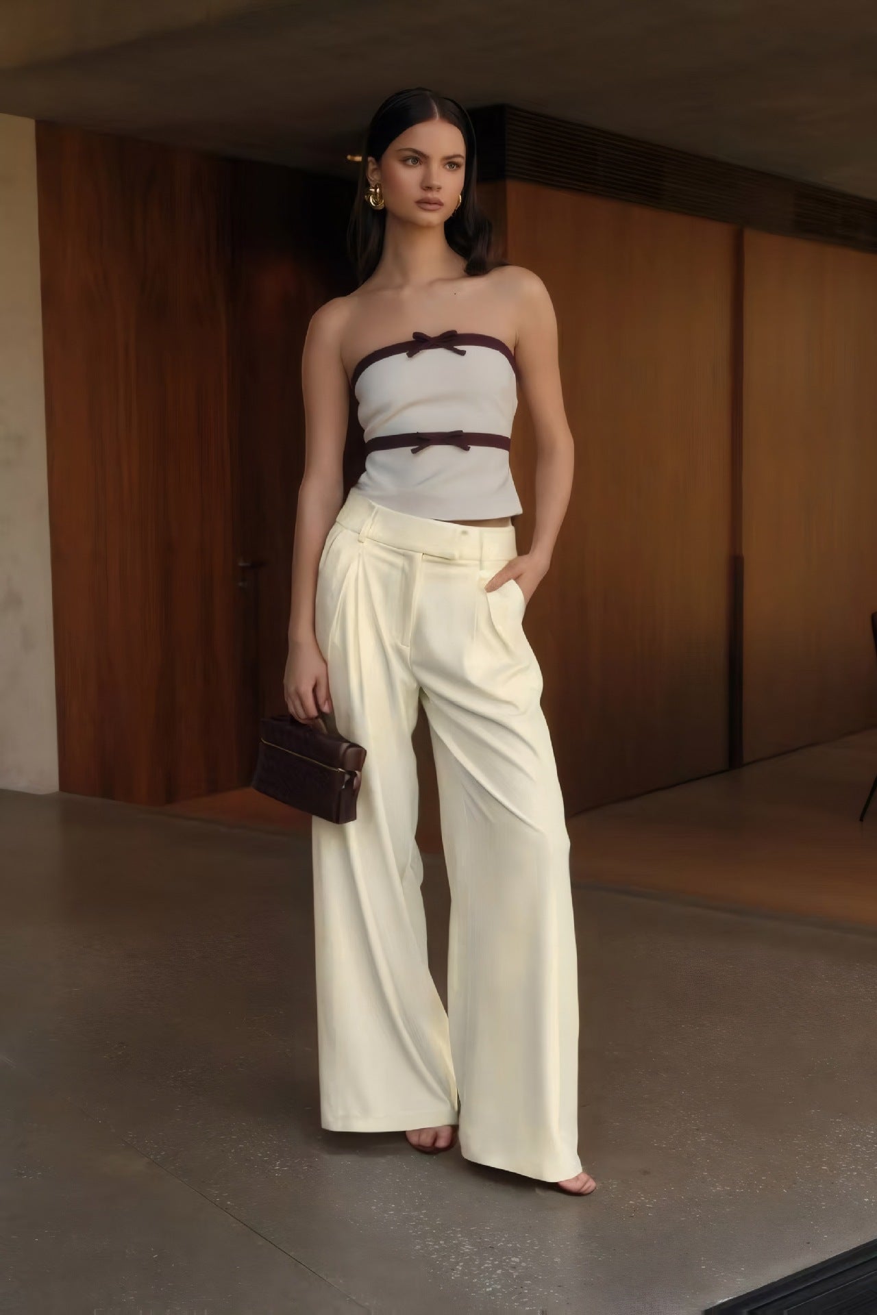 Slim Texture Feeling Slightly Pull Tall Wide Leg Pants Drooping Straight Summer Thin Design Pants Women