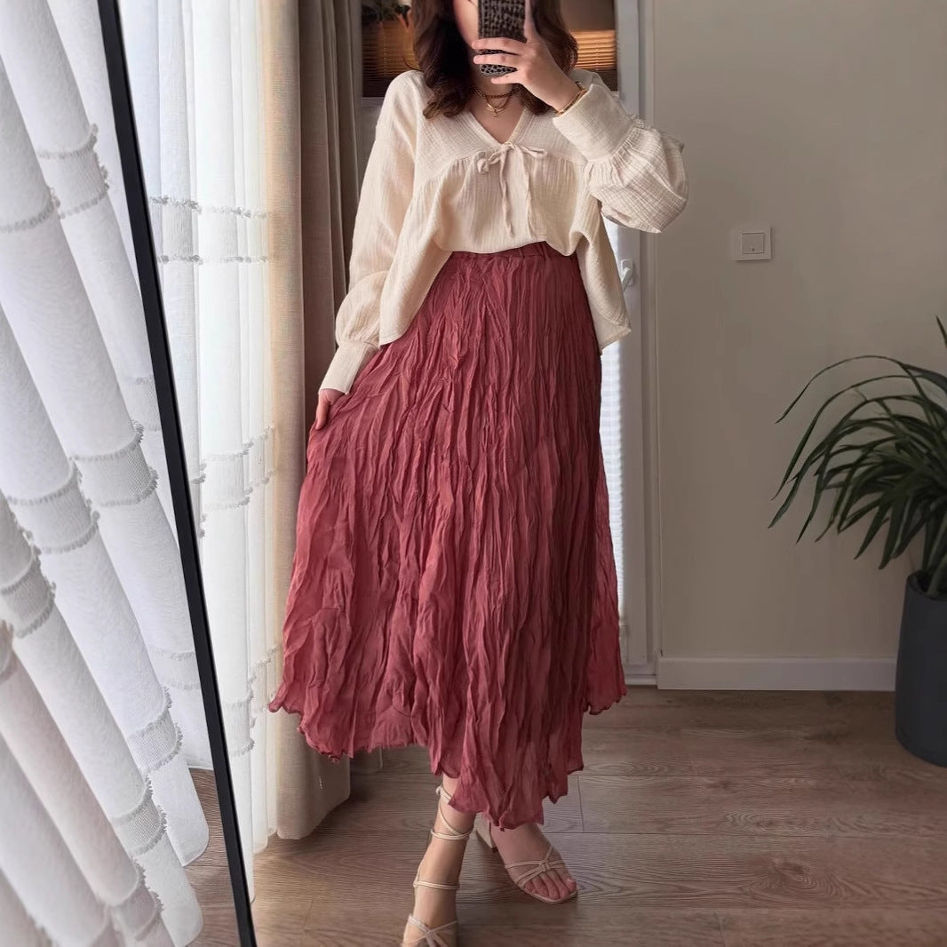 Spring Autumn Pleated Pleated Skirt Soft