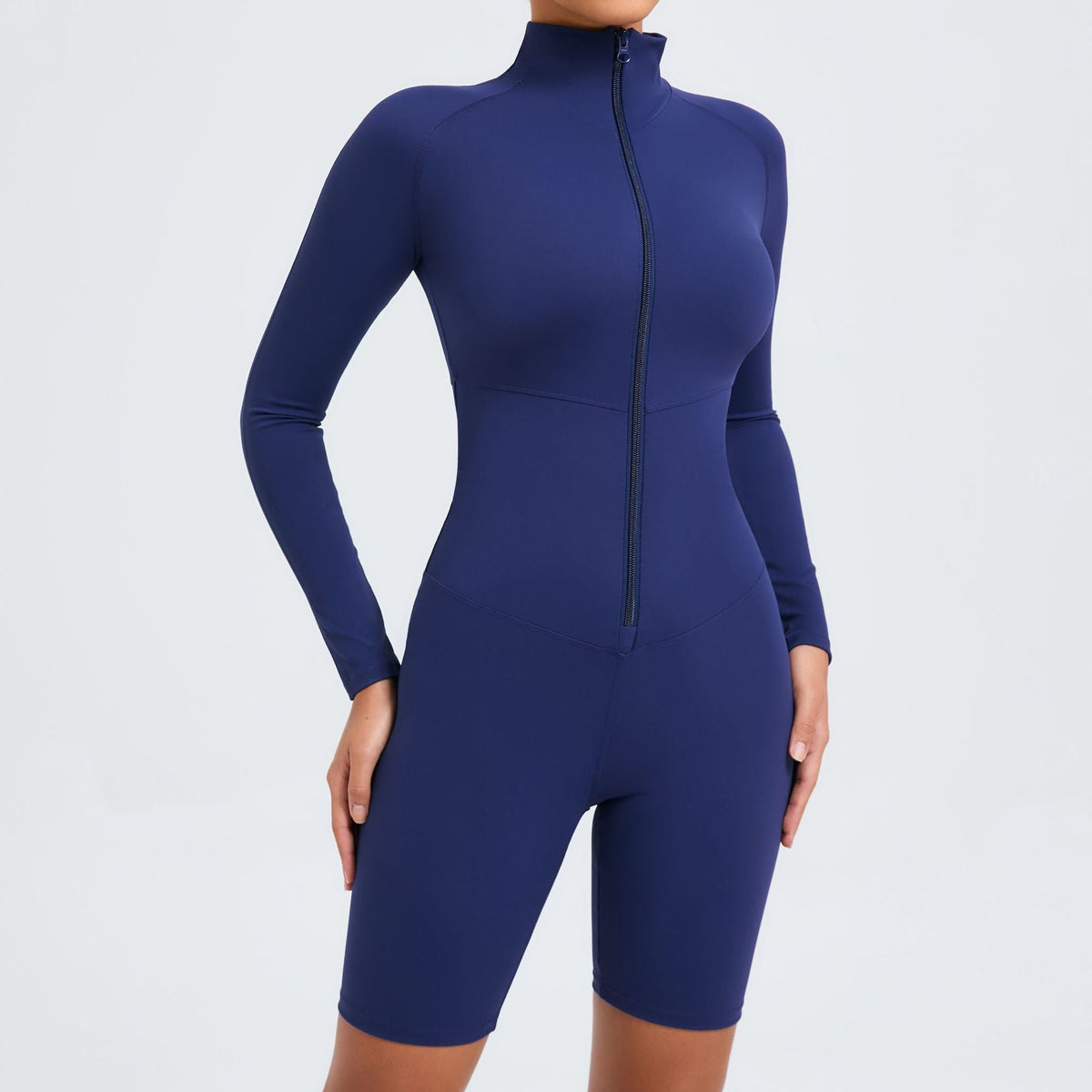 Belly Contracting Long Sleeve Zipper One Piece Dance Fitness Sports Jumpsuit Belly Contracting Close Fitting Yoga Clothes