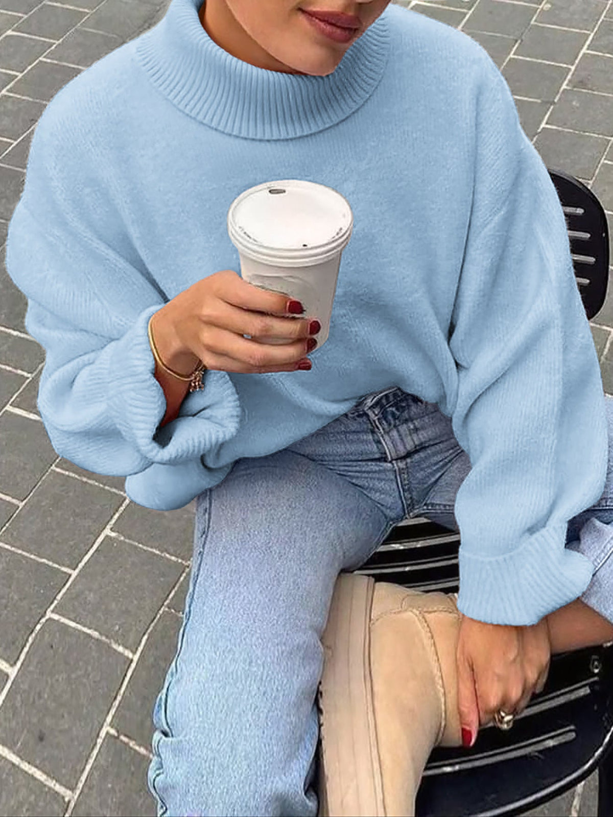 Casual Wool Solid Color Long Sleeve Sweaters Women Clothing Autumn Winter