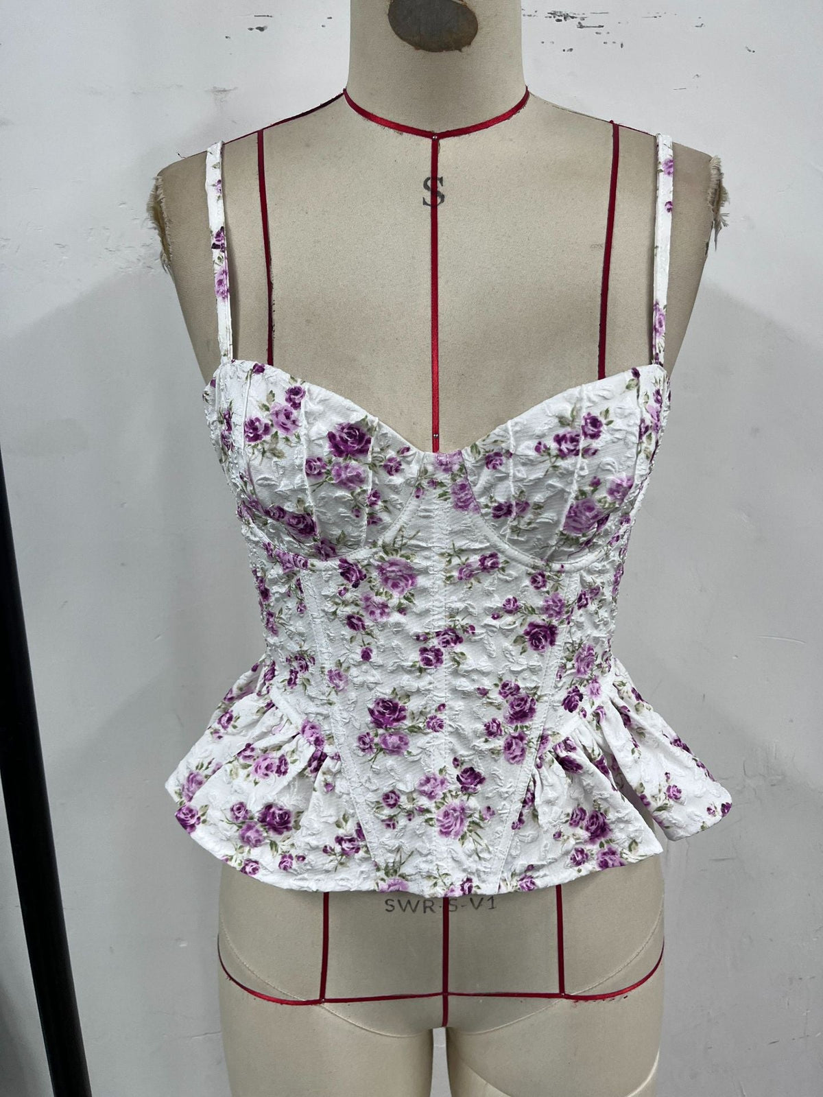 Spring Summer Floral Irregular Asymmetric Ruffled Light Slimming Sexy Backless Lace up Wrapped Chest