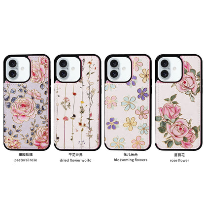 Phone Wallet For Apple 16 painted double buckle four-insert card wallet case 16pro max all-inclusive anti-drop case protective cover