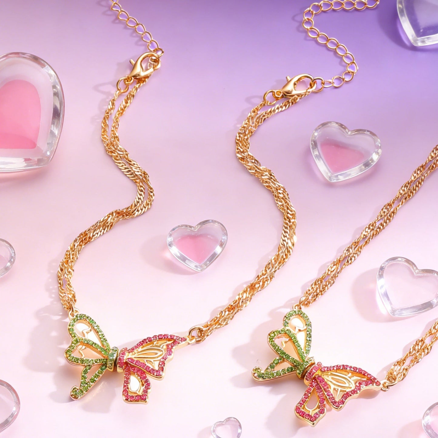 Butterfly Necklace & Bracelet Best Friend BFF Color Zircon Asymmetric Magnetic Jewelry