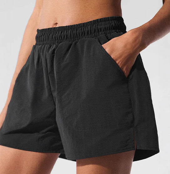 Summer Quick Drying Sports Short Belt Pocket High Waist Slimming Casual Sports Yoga Fitness Running Women