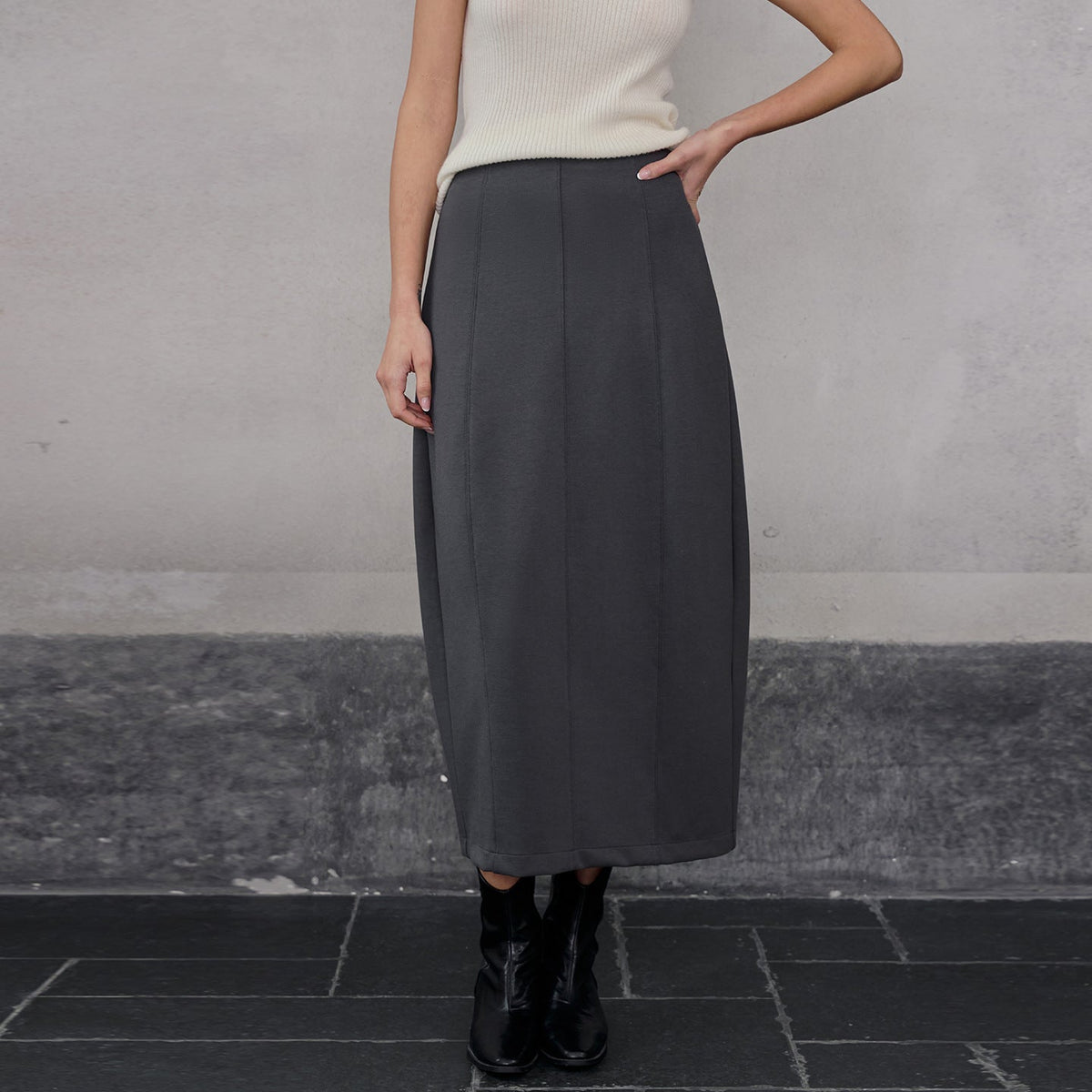 French Office Skirt Women Autumn Winter Back Slit Loose Straight Dress Package Hip Three Dimensional Split Bud Skirt