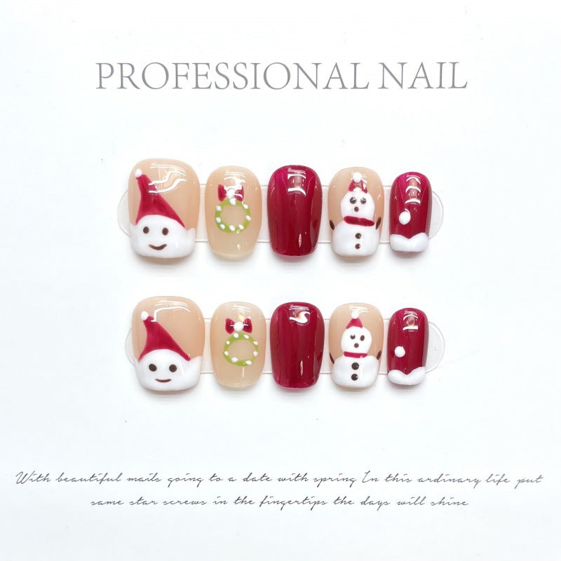Christmas Collection Merry Christmas Heavy Industry Handmade Nail Art Long Short Fake Nails
