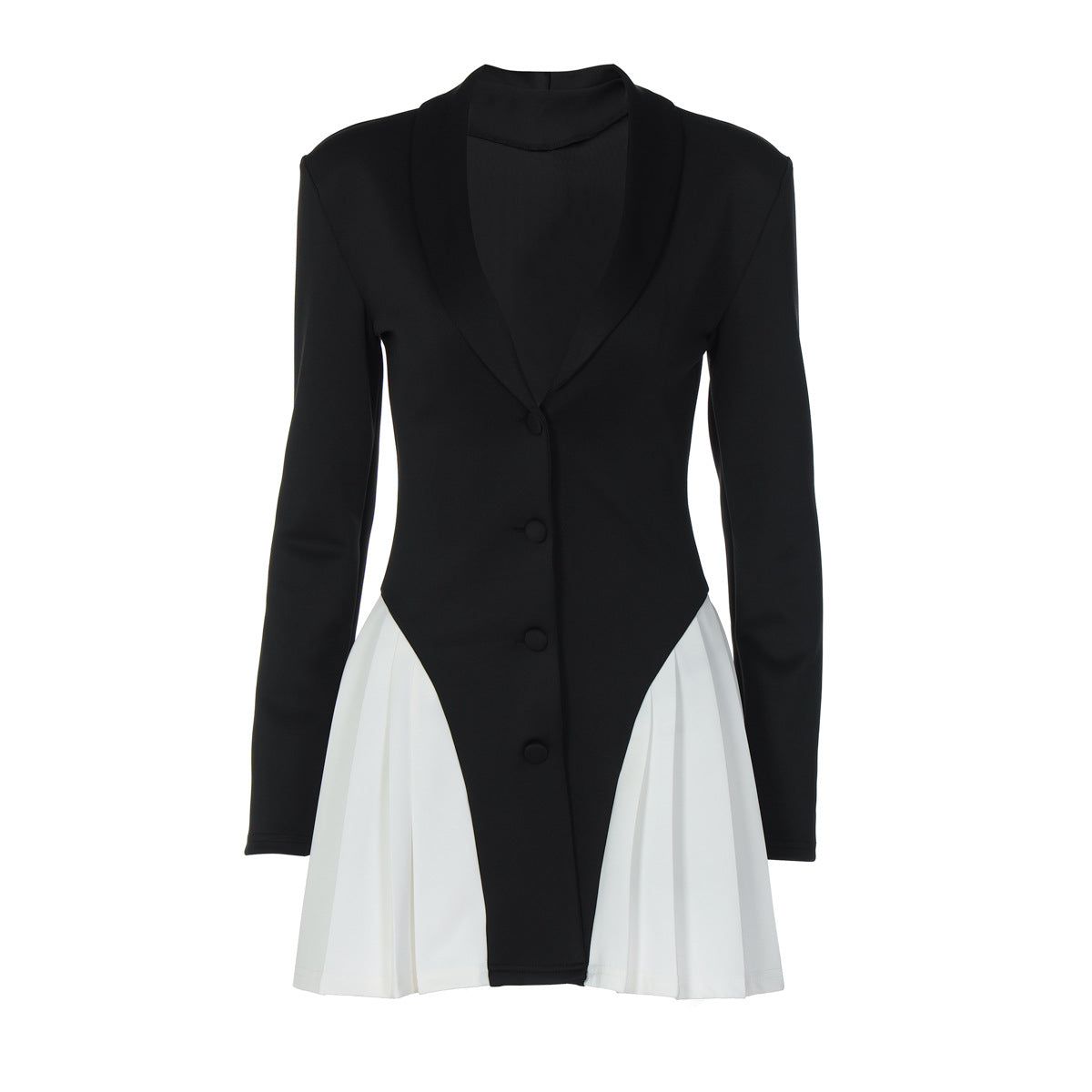 Women Clothing Autumn V neck Button Contrast Color Short Slim Fit Long-Sleeved Dress for Women