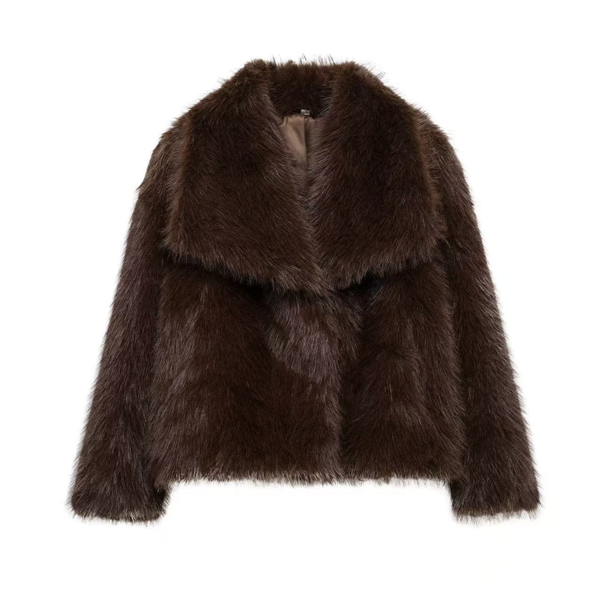 Women's Faux Fur Coat with Large Lapel