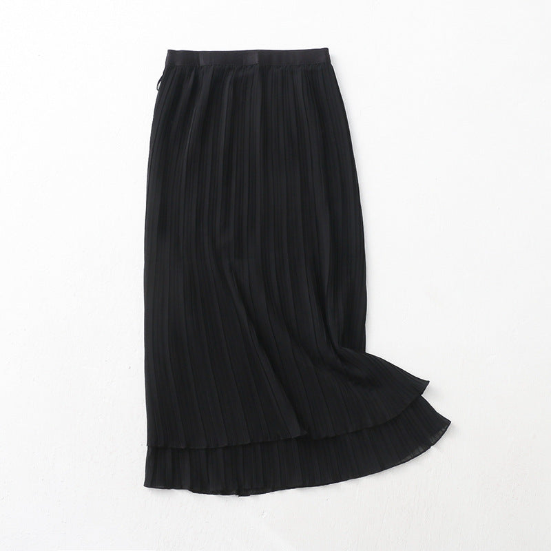 Spring Summer Wear Skirt Elastic Waist Korean A line Sheath Skirt Tulle Skirt Double Sided Wear Skirt