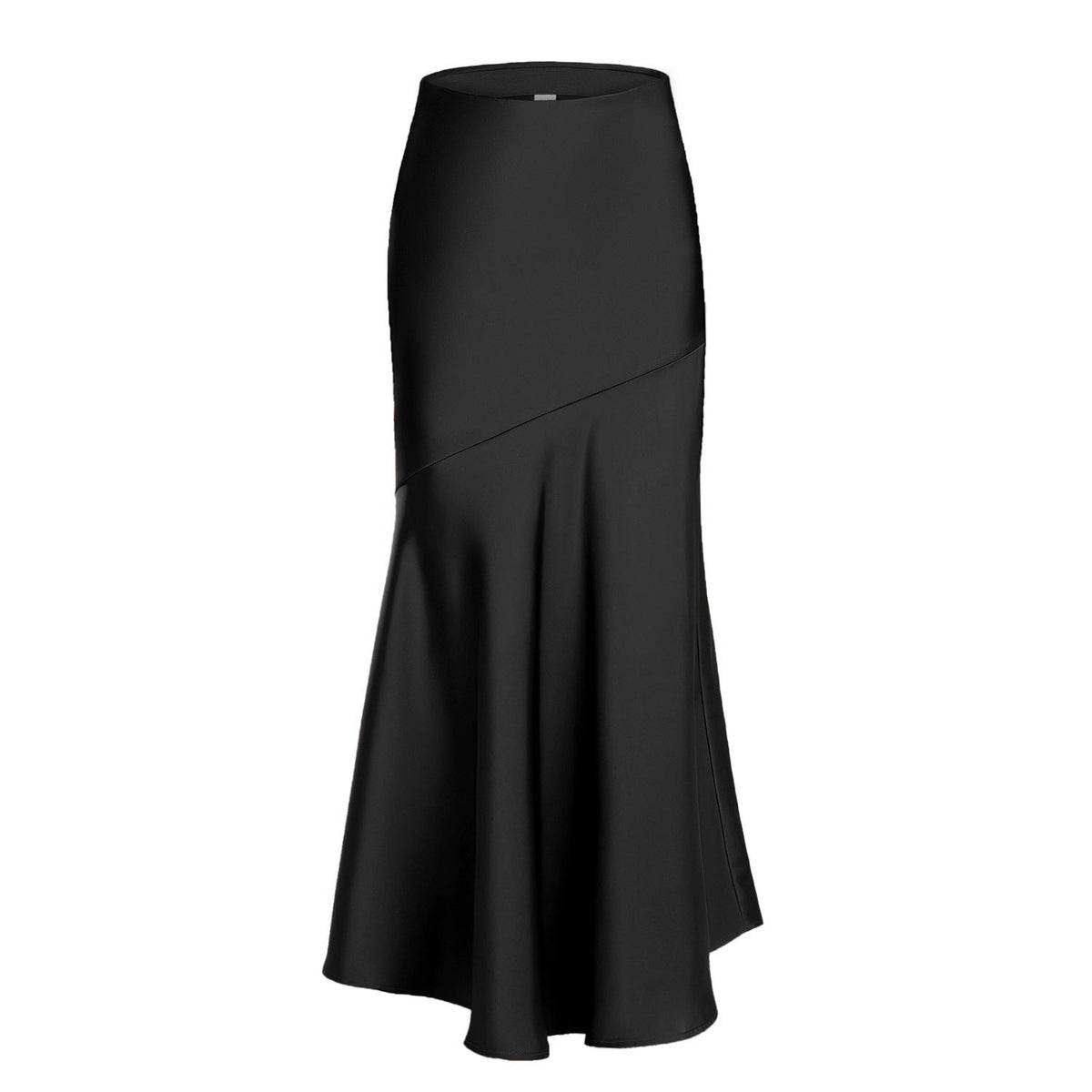 Women Acetate Satin Skirt High Waist Elastic Patchwork Maxi Dress Slim Slimming Sheath Dress