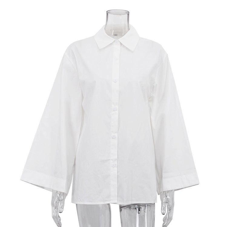 French Simplicity Commuting Elegant Shirt Women Autumn Polo Collar Long Sleeve Single Breasted Loose Casual Top