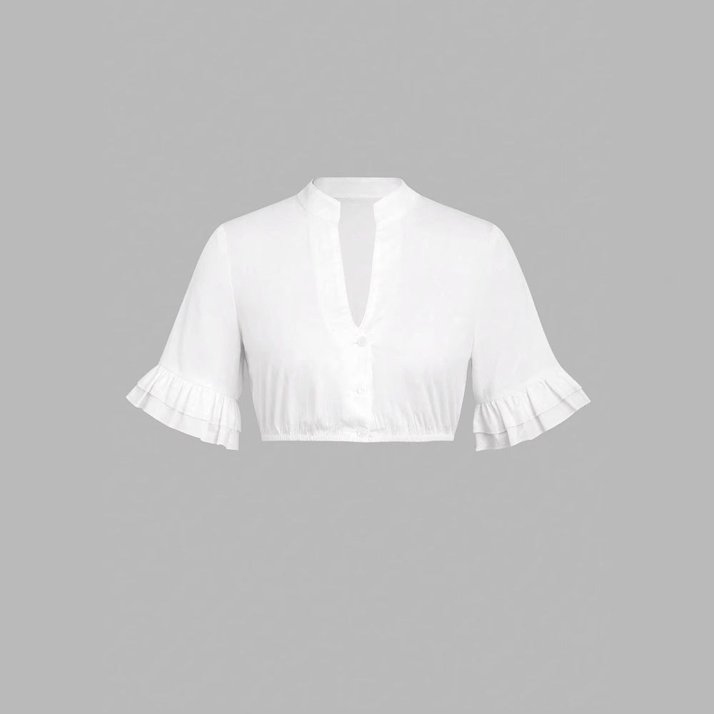 Bavarian Beer Festival Clothing Traditional Dirndl Short Sleeved Shirt Classic Top