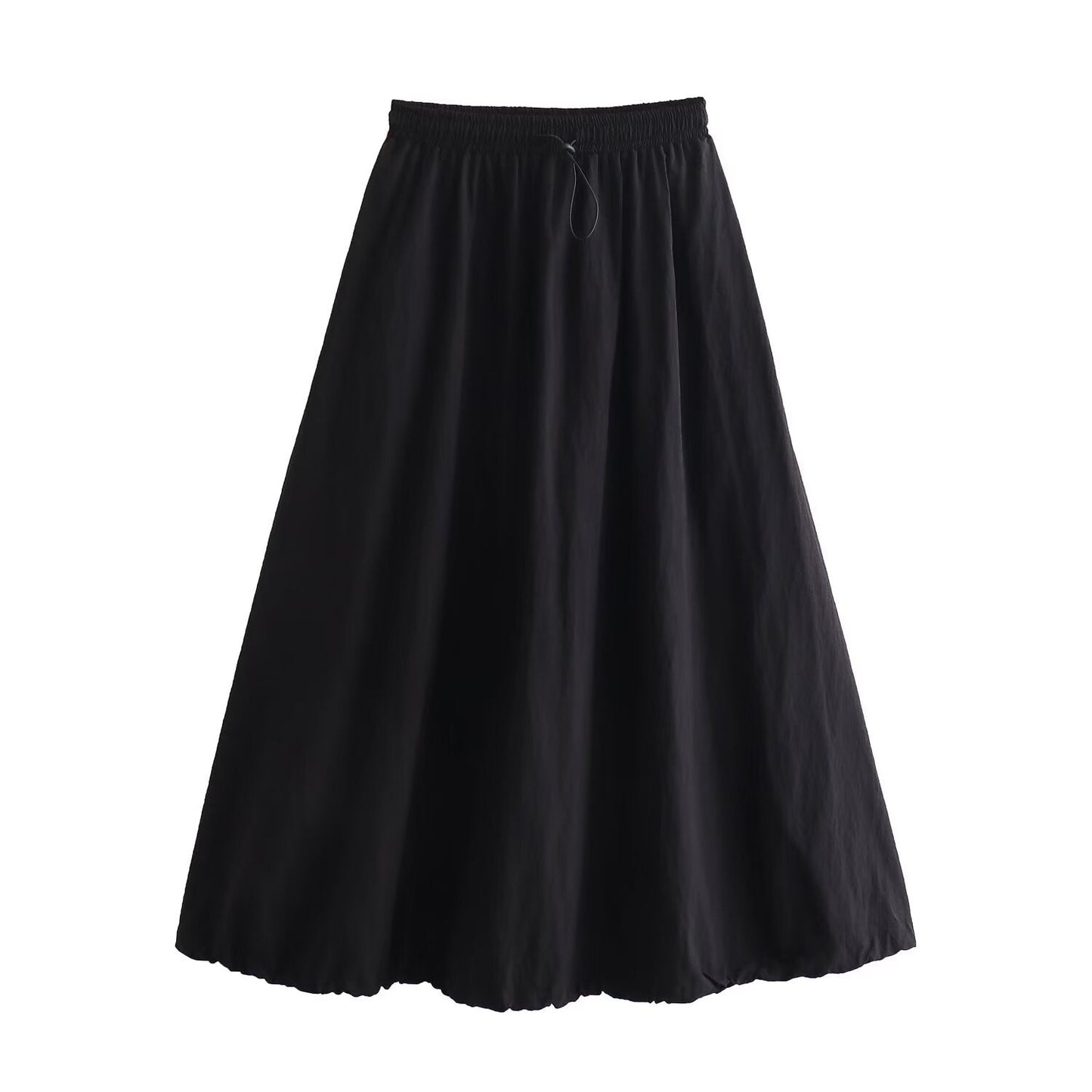 Spring Women Clothing Wind Speed Dry Tooling Large Swing Drawstring Bud Elastic Waist Skirt