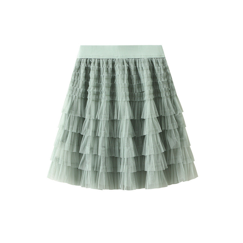 Mesh Skirt Women Summer Spring Autumn Clothing A line Tiered Dress Short Skirt